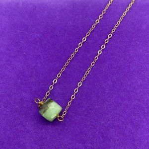 14k Yellow Gold Filled Green Chalcedony Necklace